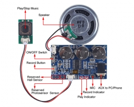 Recordable Voice Module 17 Minutes Voice Recording Module 8M Programmable Voice Playback Module Button Control Music with Charging Circuit